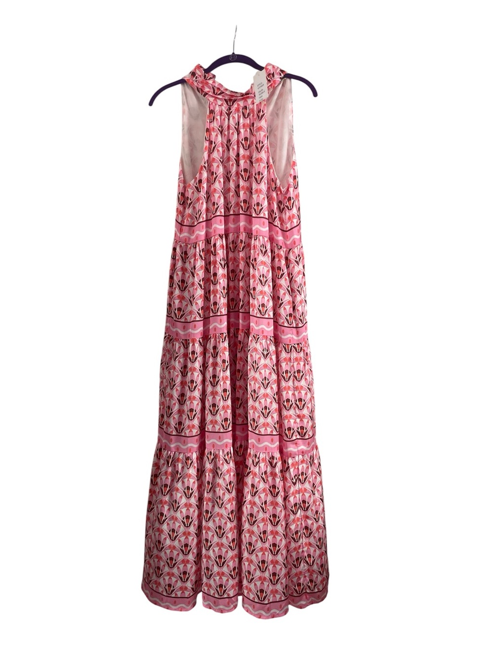 Jade Pink and Coral Geometric Sleeveless Maxi Dress NWT